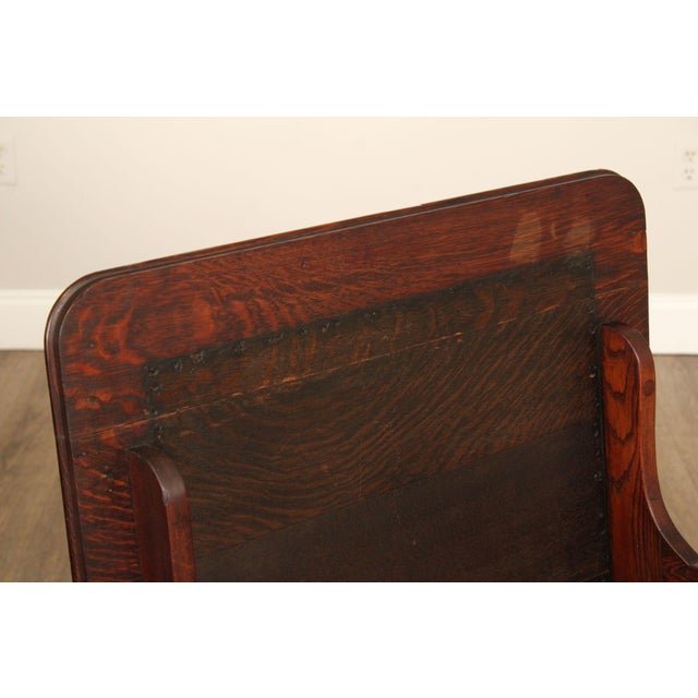 Early 20th Century English Arts And Crafts Oak and Leather Metamorphic Armchair Game Table For Sale - Image 5 of 12