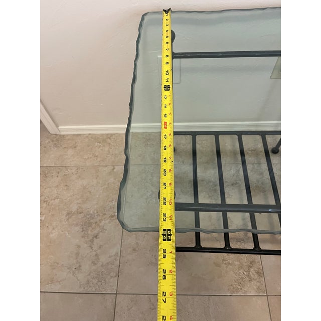 1990s Attributed to Charleston Forge Glass Top Iron Base Lamp Table For Sale - Image 12 of 12