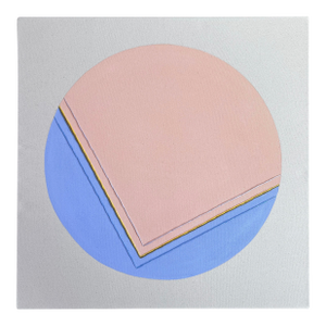 Original Painting | Cornflower Blue and Pink Circle Abstract Painting by Emily Keating Snyder, 20 X 20 In.
