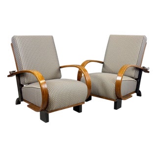Vintage Art Deco Reclining Lounge Chairs, 1930s, Set of 2 For Sale