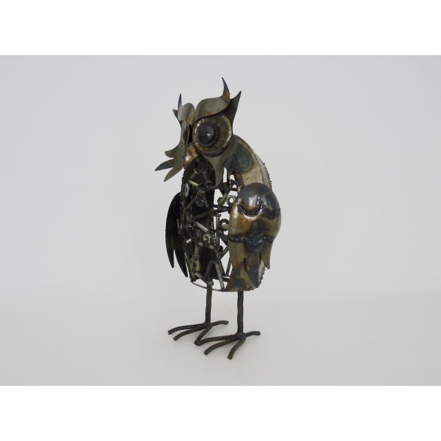 Large Brutalist Zoomorphic Metal Owl Sculpture, 1970s For Sale - Image 4 of 10
