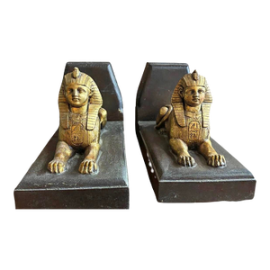 Vintage Egyptian Revival Sphinx Bookends by Ibarra Gonzales, Pair
