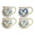 Mid 20th Century Hand Painted East Texas Pottery Spring Heart Cups Mugs - Set of 4 For Sale
