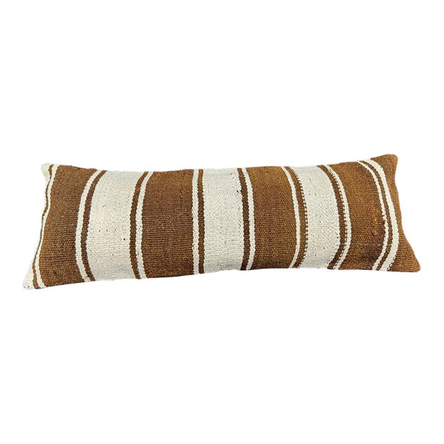 Turkish Hemp Pillow Cushion Natural Beige Brown Cushion Cover 14"x40" For Sale