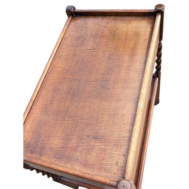 Antique Edwardian Oak Barley Twist Tea Cart For Sale In Los Angeles - Image 6 of 6