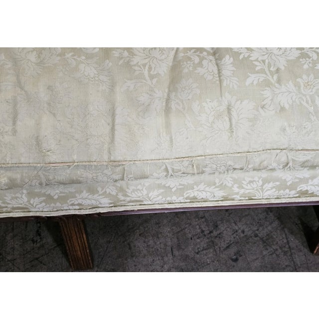 Chippendale Late 20th Century Hickory Chair Mahogany Chippendale Style Sofa Green Silk Damask Fabric Made Usa For Sale - Image 3 of 9