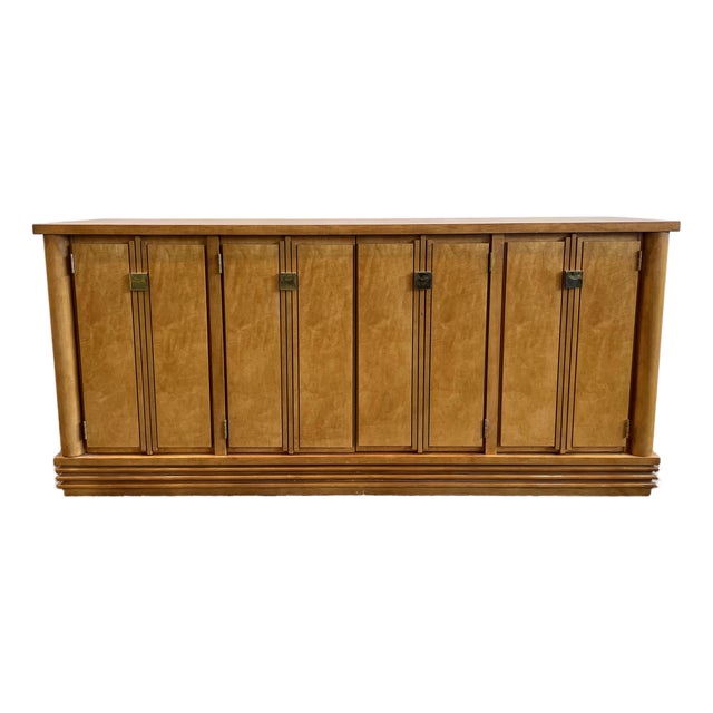 Vintage 1970s Hickory White Credenza Dresser Art Deco Style For Sale