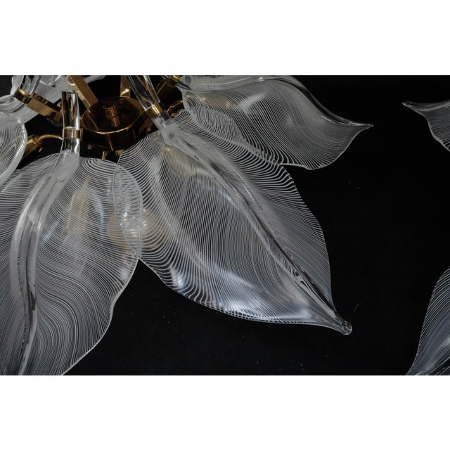 Large Murano Glass Leaf Flush Mounts from Franco Luce, 1970s, Set of 2 For Sale - Image 13 of 18