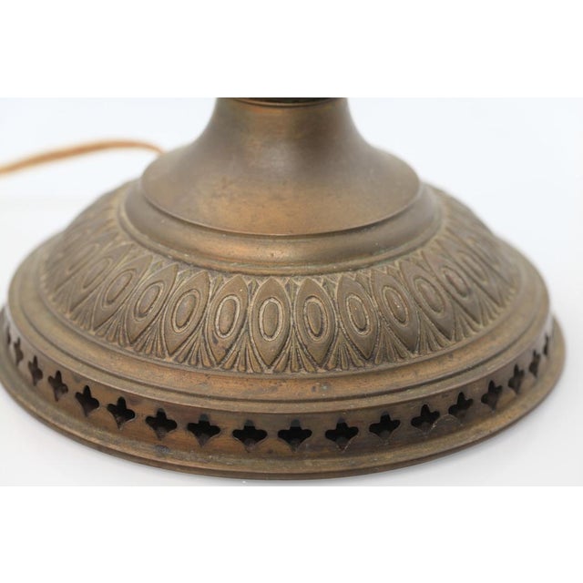 Antique Bradley & Hubbard Bronze Table Lamp With Slag Glass Dome Shade For Sale - Image 9 of 18