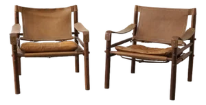 Pair of Arne Norell “Safari” Rosewood Lounge Chairs, Model Scirocco — Sweden, 1960s