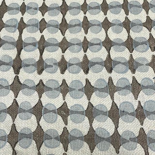 Galbraith and Paul - Bartram Natural - Hand Block Print Linen - Ovals Walnut Waves Fabric - Upholstery - 1 Yard For Sale