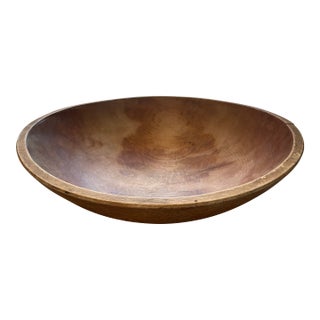 Vintage Primitive Hand-Turned Wooden Dough Bowl 12 Inch For Sale