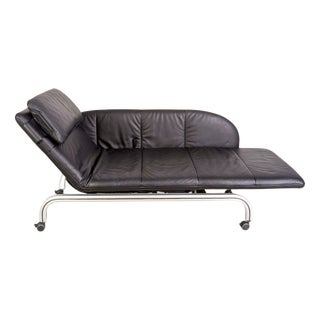 Two-Seater Chaise Lounge in Leather For Sale
