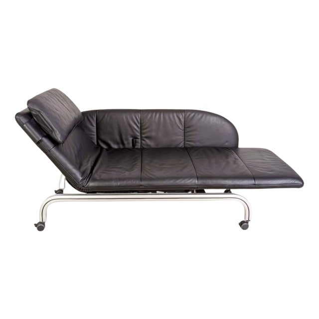 Two-Seater Chaise Lounge in Leather For Sale