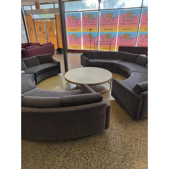 Large 2 semi circle sectional that has been in various locations from NYC to central Texas, from apartments to boutique...