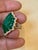 2000 - 2009 Vintage 12 Ct Natural Carved Emerald & 1.5 Ct Diamond Ring 18 Kt Yellow Gold For Sale - Image 5 of 18