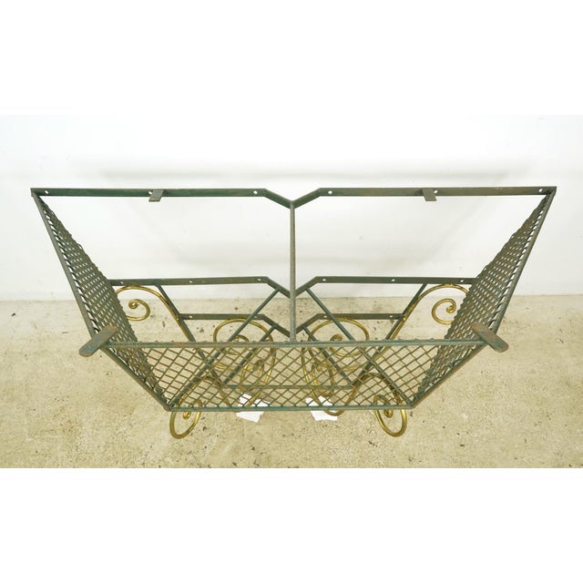 Green French 1940s Green & Gold Wrought Iron Console Base For Sale - Image 8 of 9