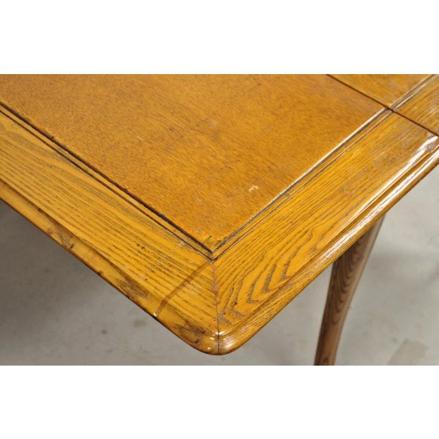 Vintage Mid Century Modern Klismos Saber Leg Oak Wood Drop Leaf Dining Table For Sale - Image 11 of 12