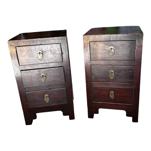 1920s Pair of Small Chinese Nightstands For Sale
