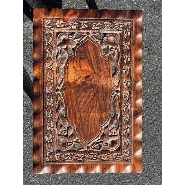 1990s Vintage Hand Carved Asian Fruitwood Nesting Tables - Set of 3 For Sale - Image 10 of 10