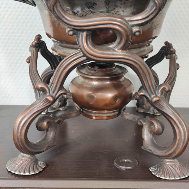 Art Nouveau Late 19th Century Rare Gabriel Desbrueres French Silver Plate Spirit Kettle Authentic Patina For Sale - Image 3 of 10