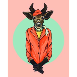 Pretzels by Kaitlin Ziesmer | Acryla gouache on paper Deer dressed in a red jacket and hat. For Sale