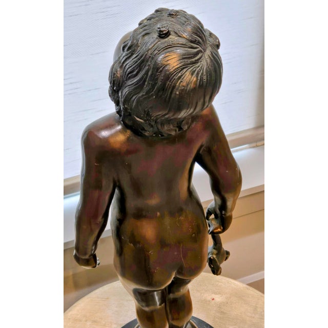 Vintage “Frog Baby” Bronze Sculpture Reproduction on Black Marble Base – Styled After Edith Barretto Parsons For Sale - Image 9 of 13
