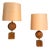 Red Travertine and Brass Lamps from Philippe Barbier, 1970s, Set of 2 For Sale