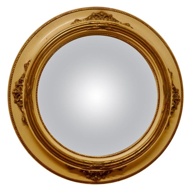 Large French Gilt and Cream Convex Wall Mirror, 1920s For Sale - Image 10 of 10