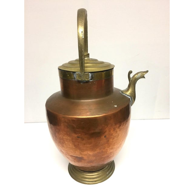 French Country 19th Century Antique Copper and Brass Lidded Jug For Sale - Image 3 of 13
