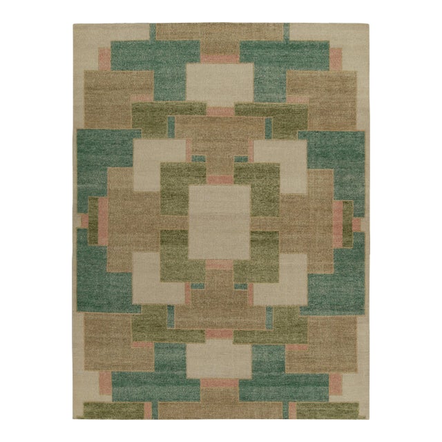 Rug & Kilim’s Piet Rug in Green and Taupe, 6x9 For Sale