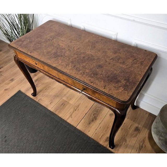 Italian Walnut Burl Desk, 1940s For Sale - Image 9 of 11