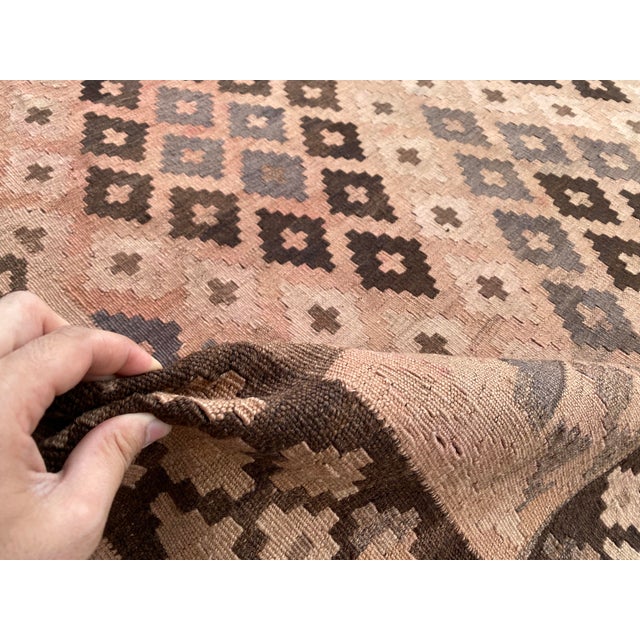 Vintage Oversized Terracotta Geometric Wool Kilim Rug For Sale - Image 10 of 14