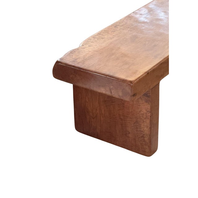 Brown Sculptural Lychee Wood Long Bench Stunning Wood Textures, Modern Organic For Sale - Image 8 of 9