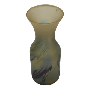 Israeli Originals Vintage Hand Painted Art Nouveau Glass Vase by Reuven, Marked