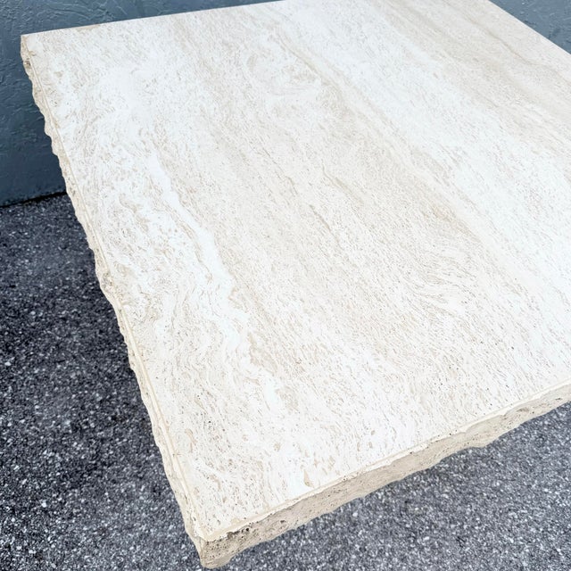 Vintage Italian Travertine Square Top Dining Table For Sale - Image 4 of 11