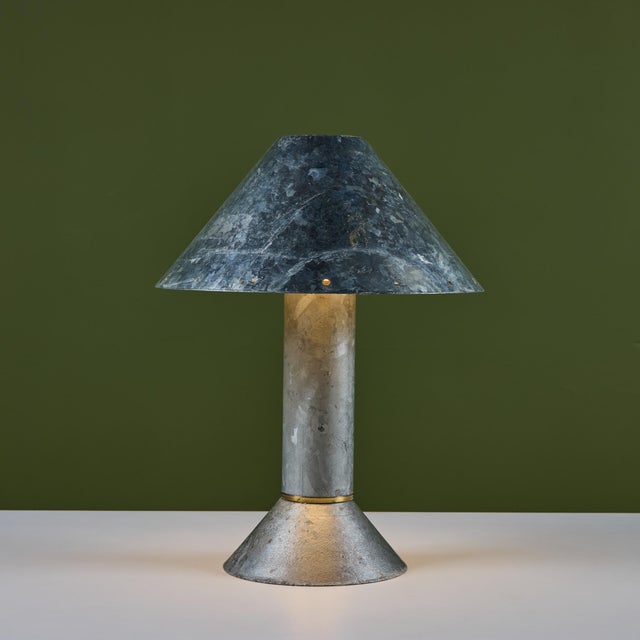 Postmodern Ron Rezek Galvanized Steel Table Lamp For Sale - Image 3 of 17