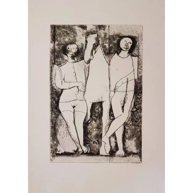 Hand signed. Artist's proof. Etching and drypoint on ivory colored paper. In excellent condition. Image dimensions : 48 x...