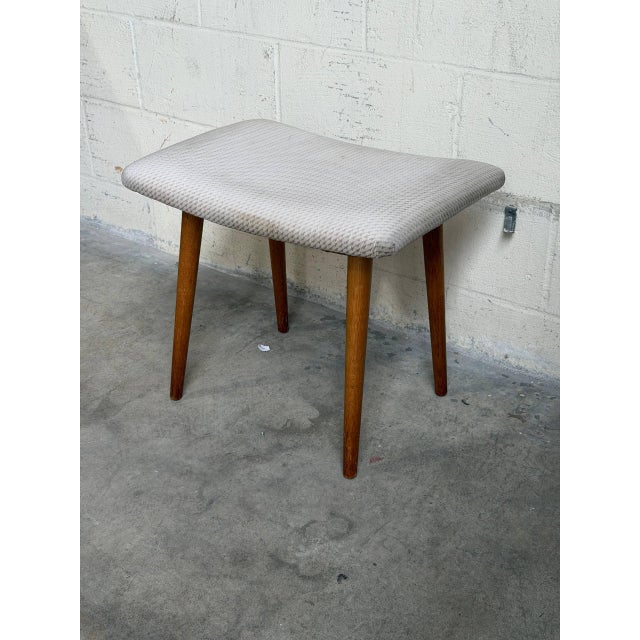 Vintage Danish Mid Century Modern Teak Vanity Stool Ottoman For Sale - Image 4 of 9