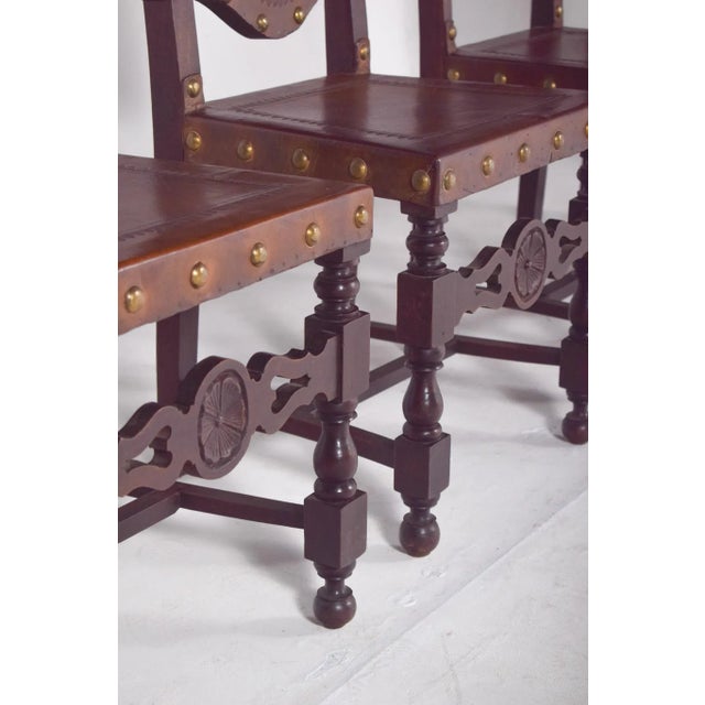 Dining Chairs with Leather Seats and Backs, Set of 5 For Sale - Image 13 of 15