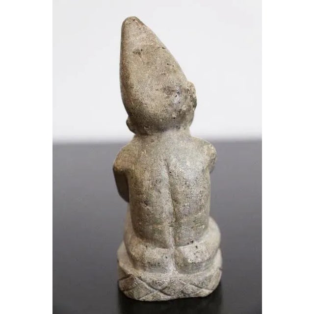 Tribal African Tribal Art The Thinker Statue Carved Stone Figurine For Sale - Image 3 of 7