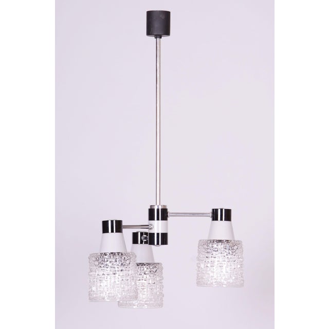 Mid-Century Chandelier in Chrome and Opaline Glass from Drukov, Czech, 1970s For Sale - Image 12 of 12