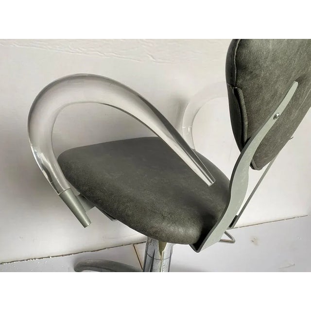 Metal Pivoting Hairdresser Armchair in Skai, 1970s For Sale - Image 7 of 13