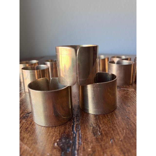 Vintage Brass Napkin Rings - Set of 12 For Sale - Image 4 of 5