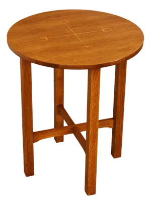 Stickley Mission Ellis Inlaid Round Oak Side Table