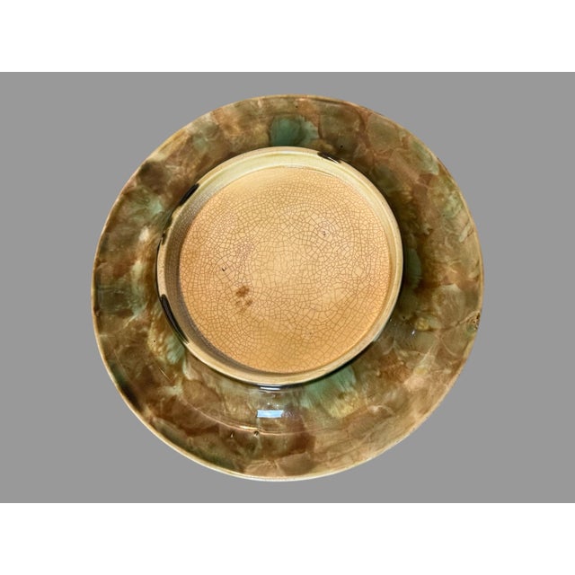 Cream Vintage Antique Majolica Pottery Floral Decorated Cheese Keeper Dome With Base For Sale - Image 8 of 10