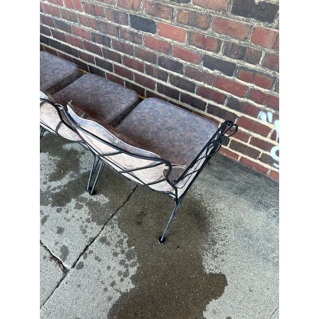 Metal Vintage Woodard Six Piece Sectional Sofa Wrought Iron Patio Furniture, Attributed For Sale - Image 7 of 9