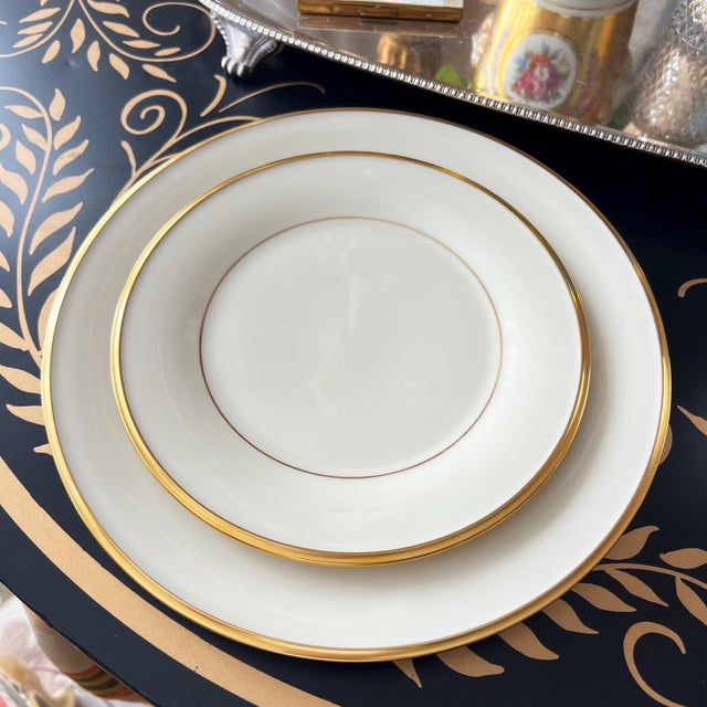 Lenox Vintage Lenox “Eternal” fine china / 6 3-piece place settings / classic gold rim design / set of china / wedding gift / bridal gift - 18 pcs For Sale - Image 4 of 7