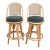 1970's Ficks Reed Style Honey Rattan Swivel Bar Stools - A Pair For Sale