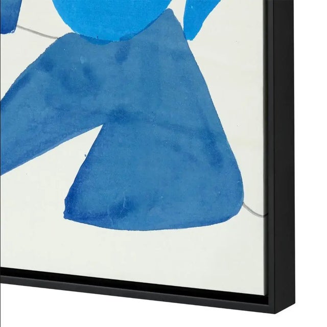 Original Abstract Oil painting on Woven Silk Canvas. Various shades of blue create a playful abstract geometric...